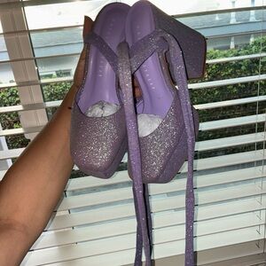 Daisy street Lavender Glitter Platform Shoes